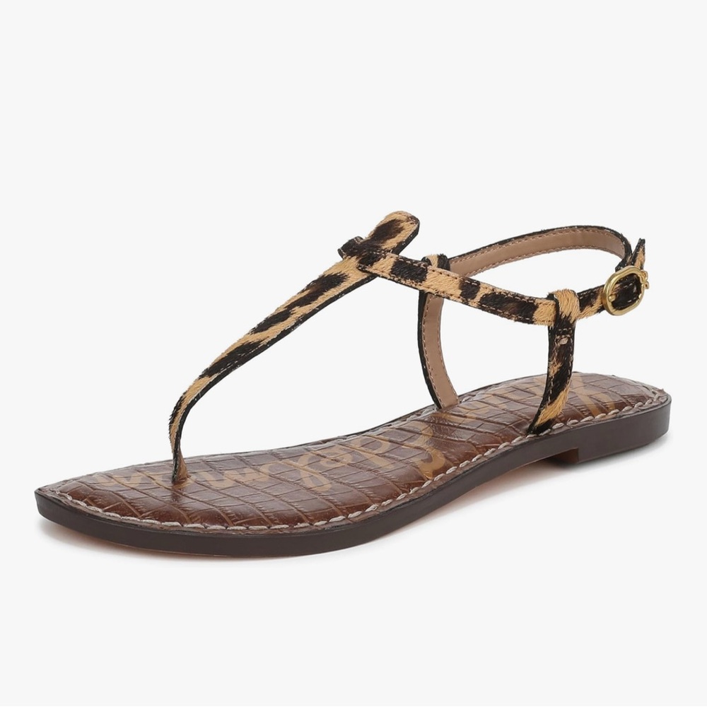 Sam Edelman Gig Leopard Print T-Strap Sandal - Brown